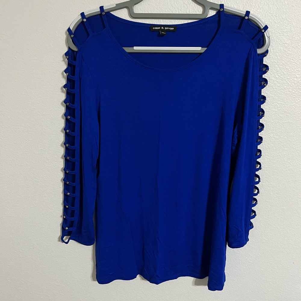 Cable And Gauge Royal Blue Cut Out Top